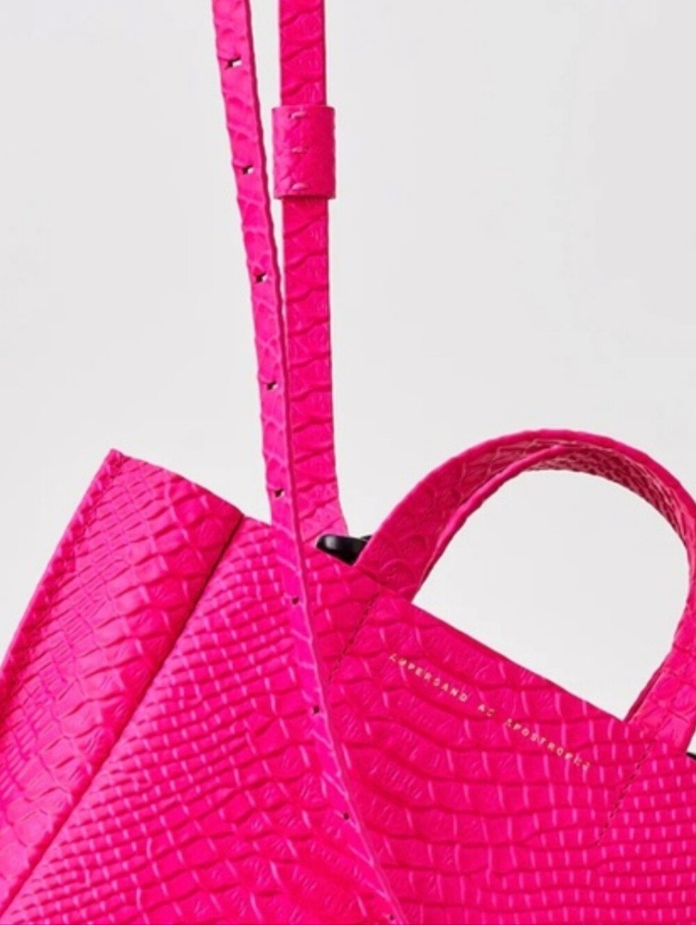 Vibrant Pink Leather Python Textured Mini Tote Bag - Picture 5 of 7